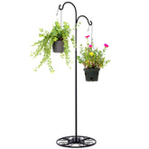 Blulu shepherd hook front view showing sleek black stand and hanging capability