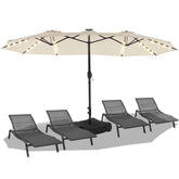 BLUU front view of 15ft umbrella showing full canopy and shade benefits