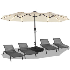 BLUU front view of 15ft umbrella showing full canopy and shade benefits