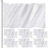 Boao front view of 12 plain white flags showing full pack and clean edges for versatile decoration