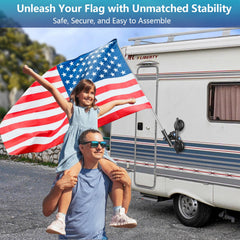 BOHMR mounted on RV side showing secure flag display at speed benefit