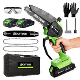 BOLTRISE mini chainsaw front view showing compact design and easy portability