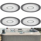Bonbo front view of four oval pillow replacements showing neat fit and refreshed look