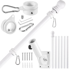 BONWIN white flagpole front view showing full-length pole and clean finish for curb appeal