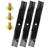 BOSFLAG front view of three low-lift mower blades showing fit and finish benefit