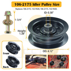 BOSFLAG idler pulley with bolt washer and nut illustrating included hardware