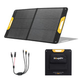 BougeRV folded 100W panel front view showing compact portability and durable carry handles
