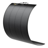 BougeRV Arch Pro front view showing slim flexible panel and mounting holes for easy installation