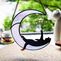 BOXCASA close-up of stained glass cat detailing highlighting handcrafted texture