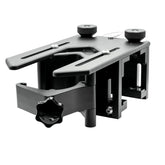 BRANDREW INNOVATIONS front view of Rail-EZ bracket showing mounting face and pole slot for easy installation