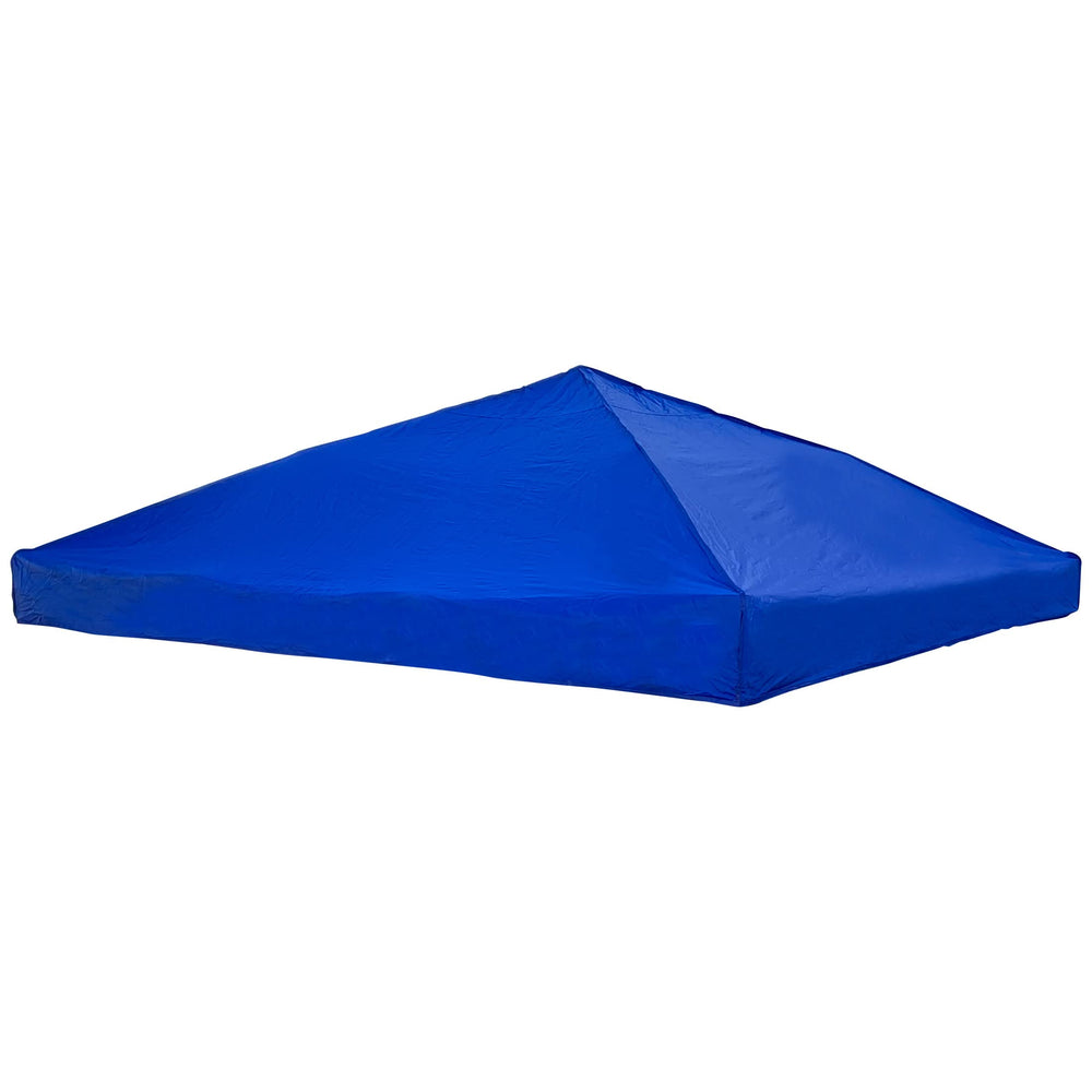 Breezy and Company front view of blue 8x8 canopy top showing coverage and color