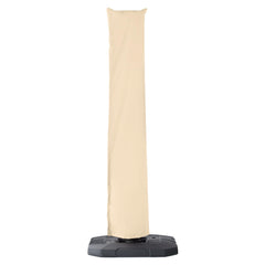BreezyShade front view of full beige cantilever umbrella cover protecting canopy