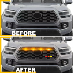 BreTrewri installed at night on Tacoma demonstrating improved road presence and safety