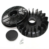 Briggs & Stratton flywheel fan front view showing mounting fit and reliable airflow