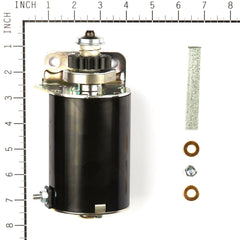 Briggs & Stratton starter motor label close-up showing model 795121 and OEM verification benefit