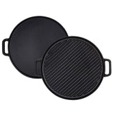 Brightalk 12-inch grill griddle front view showing compact design and handles benefit easy storage