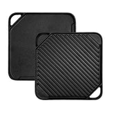 Brightalk front view of double‑handled reversible pan showing versatility and stability