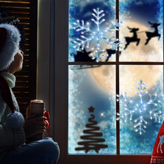 BRIGHTDECK snowflake hung in a window creating cozy festive ambiance benefit