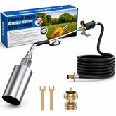 Brightpik front view of torch showing wand and long hose for efficient weed work
