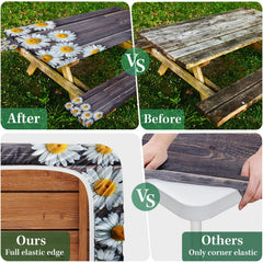 Britown chamomile bench cover elastic hem detail for secure windproof fit