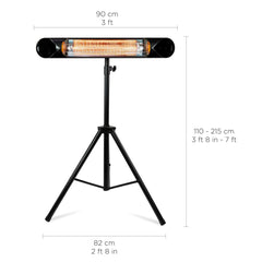 Briza on tripod stand heating a patio, offering portable warmth where needed