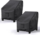 BROSYDA front view of two black chair covers protecting patio furniture