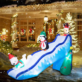 Bshine front view of inflatable slide showing festive scene and instant curb appeal