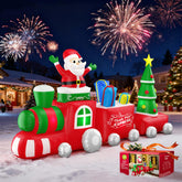 BSMTEK front view of 10ft inflatable train showing full festive scene and curb appeal
