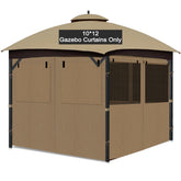 Bstge front view of khaki curtains showing full privacy and clean finish