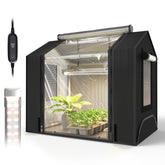 Bstrip front view of mini greenhouse showing compact setup and protection