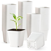BTPLASTIK front view of 120 white 3.5-inch pots showing quantity and shape benefit
