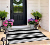 BUAGETUP front view of 3x5 striped rug showing clean porch curb appeal