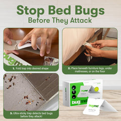 BugMD trap under bed leg blocking pests and protecting sleep area