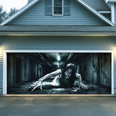 Bunny Chorus front view on garage door showing dramatic ghost and curb appeal