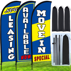 Buryeah flag front view showing clear leasing message and high visibility