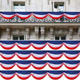 Buryeah front view of four bundled red white blue buntings showing full design and benefit