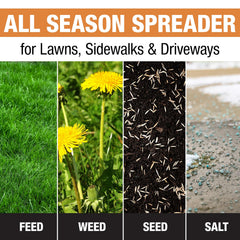 Buyers Products Company Grounds Keeper hopper close-up highlighting poly construction benefit: resists corrosion and sticking