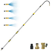 Buyplus front view of telescopic gutter wand showing compact stored length and benefits of ladder-free cleaning