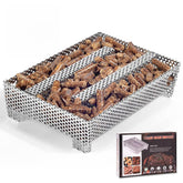 Buzzlett front view showing compact pellet smoker tray and packaging benefit portability