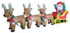 BZB Goods front view of Santa sleigh showing festive yard impact