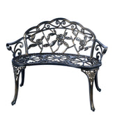 C/G patio casa front view of copper bench showing elegant two-seat benefit