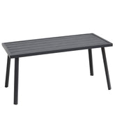 C-Hopetree front view of black rectangular table showing sleek silhouette and durability