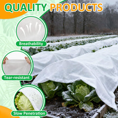 Cahomo draped over vegetable row protecting seedlings from frost and bright sun