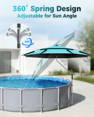 Calanofin adjustable pole and tilt demonstrating flexible shade