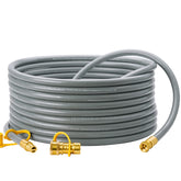 CALPOSE front view showing entire 40ft hose and label, highlights durable build