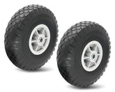 CALU LUKY front view of two 10-inch flat-free wheels showing ready-to-install benefits