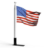 Camco flagpole front view showing full assembly and clear sky visibility benefit