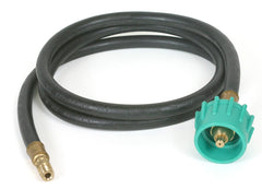 Camco pigtail front view showing full hose and fittings, ensures secure connection