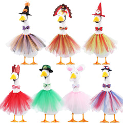 CAMDUCK front view of dressed porch goose showing complete outfit and festive curb appeal