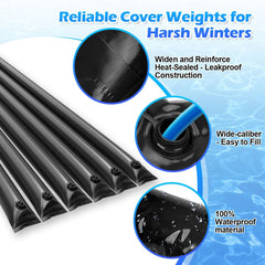 Camitlli water tubes placed on pool cover demonstrating edge stability